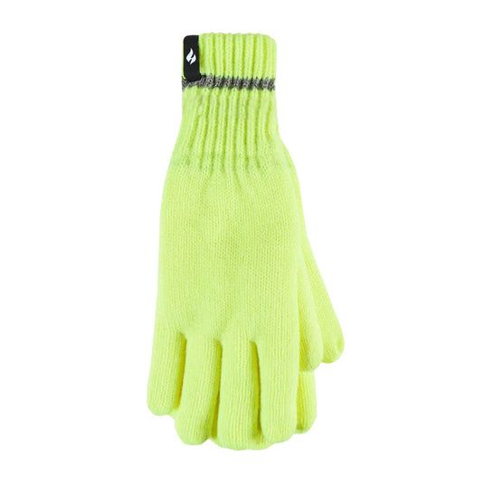 Neon green glove on a white background