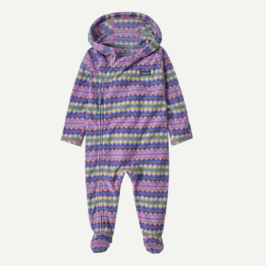 Colorful baby onesie with a pattern on a white background