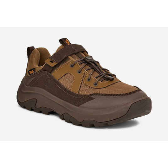 Brown hiking shoe on a white background