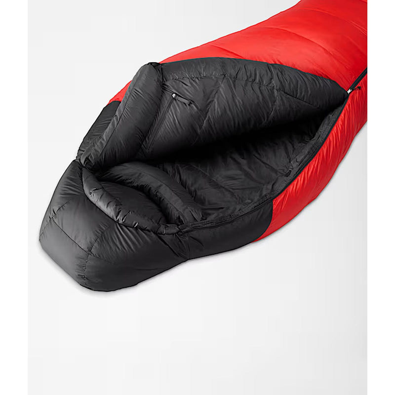 Load image into Gallery viewer, Red and black sleeping bag on a white background
