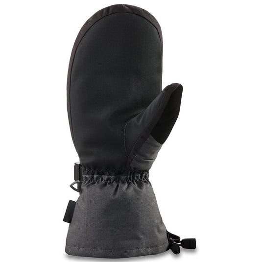 Black and gray winter mitten on a white background
