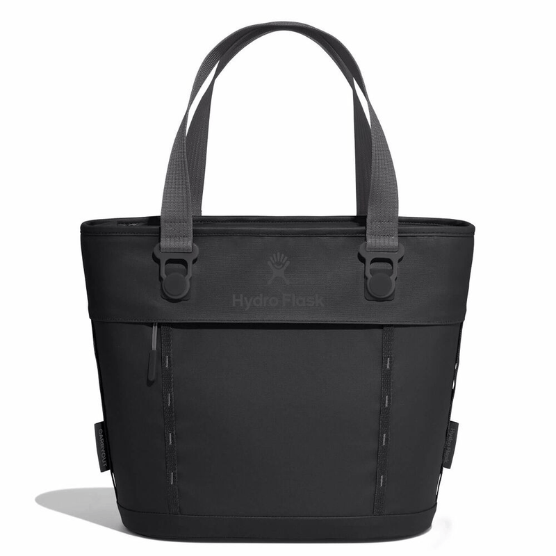 Load image into Gallery viewer, Black tote bag with Hydro Flask logo on a white background
