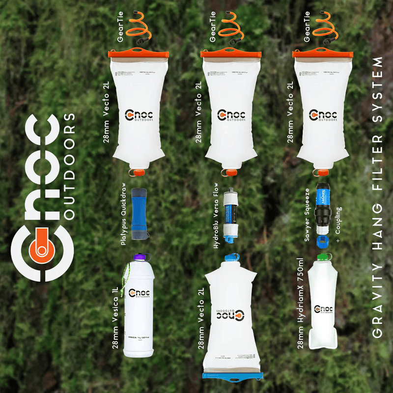 Load image into Gallery viewer, Collection of Choc Outdoors water filtration systems on a green background
