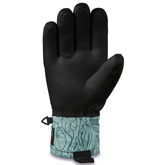 Black glove with a patterned cuff on a white background