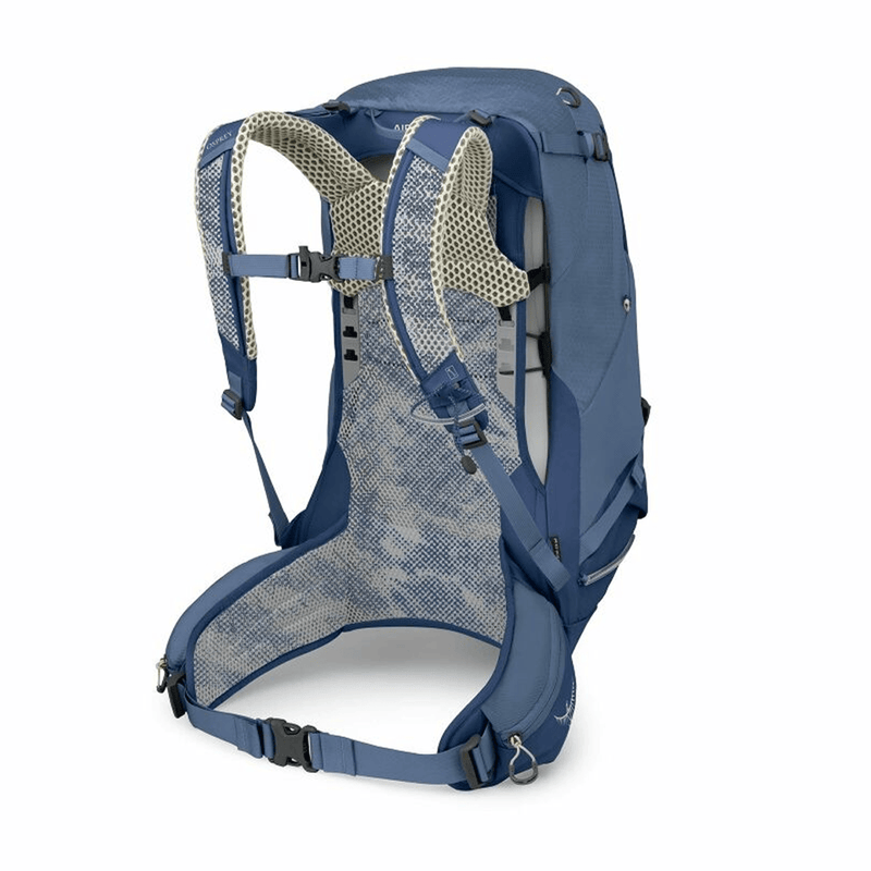 Load image into Gallery viewer, Blue hiking backpack with a white background
