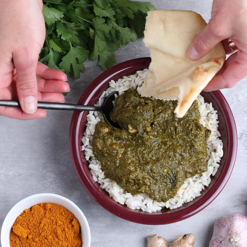 Load image into Gallery viewer, Heather&#39;s Choice Spinach Curry with Chicken and Rice
