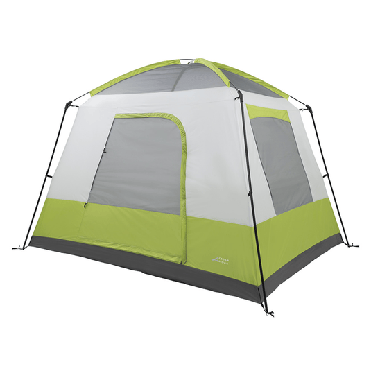 Green and gray tent on a white background