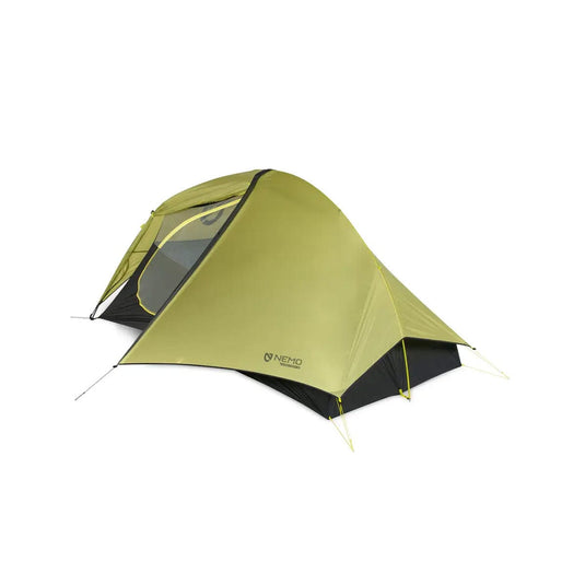 Green and black tent with NEMO branding on a white background