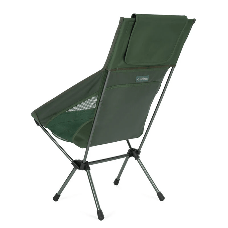 Load image into Gallery viewer, Green camping chair with a backrest on a white background
