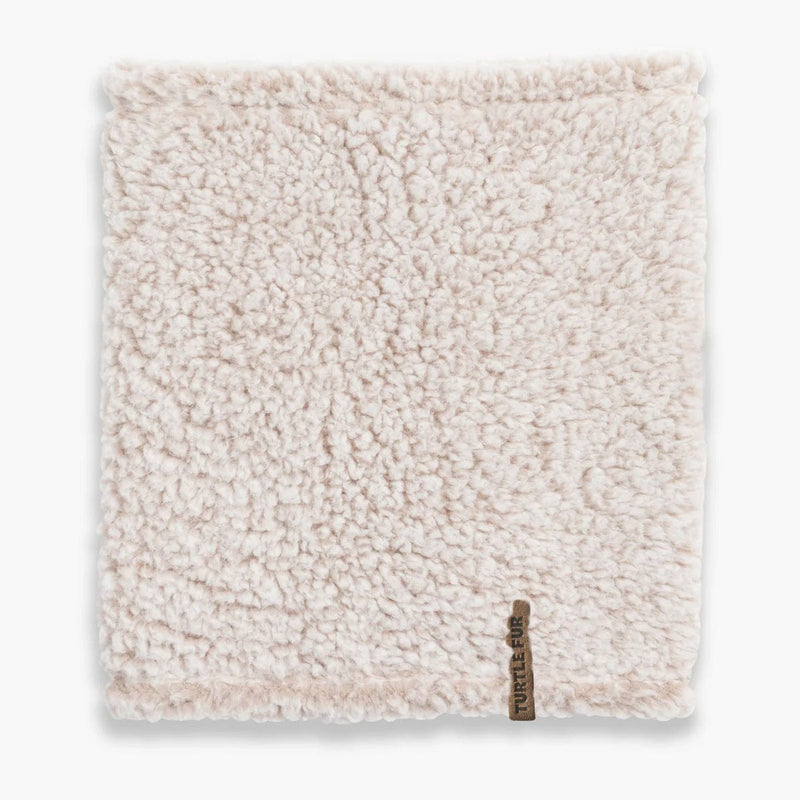 Load image into Gallery viewer, Beige textured neck gaiter with a brand tag on a white background
