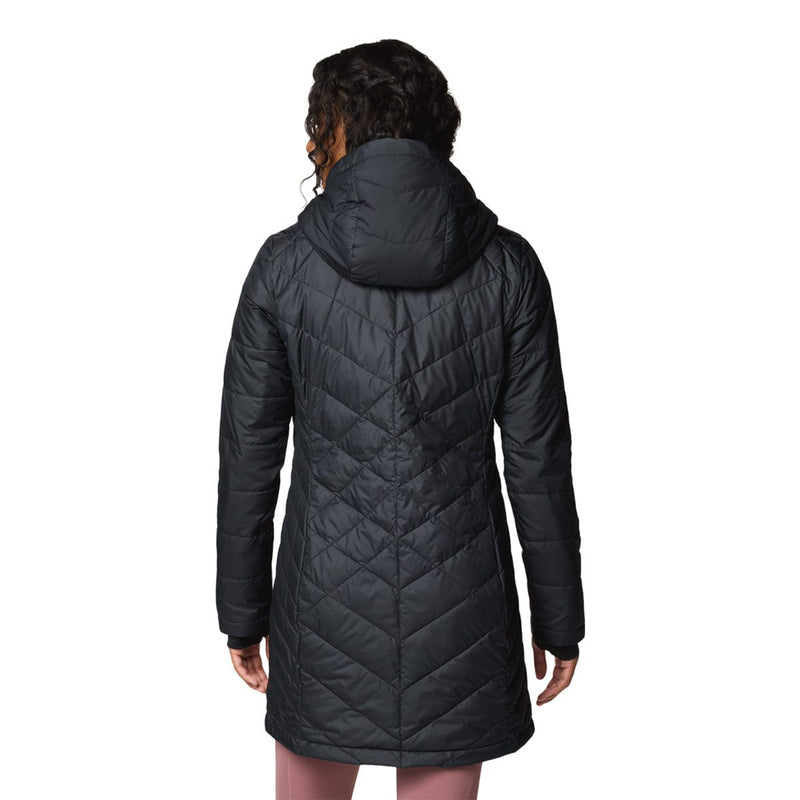 Load image into Gallery viewer, Black quilted coat worn by a person on a white background
