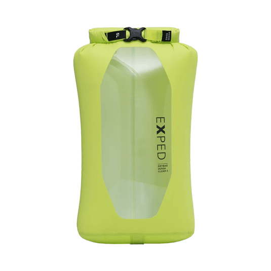 Green dry bag with 'Exped' branding on a white background