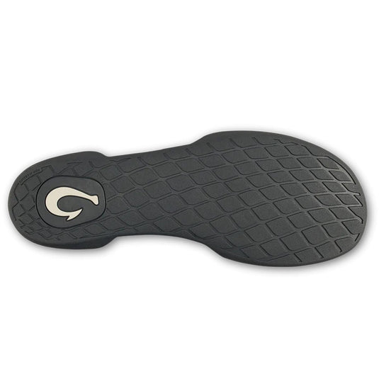 Black shoe sole with a brand logo on a white background