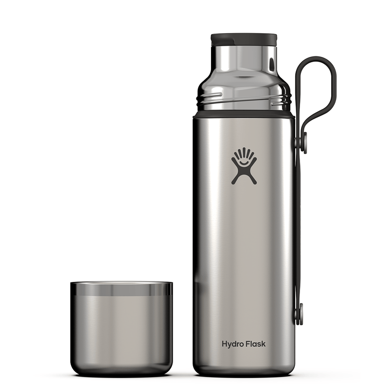 Load image into Gallery viewer, Hydro Flask stainless steel bottle with matching cup on a white background
