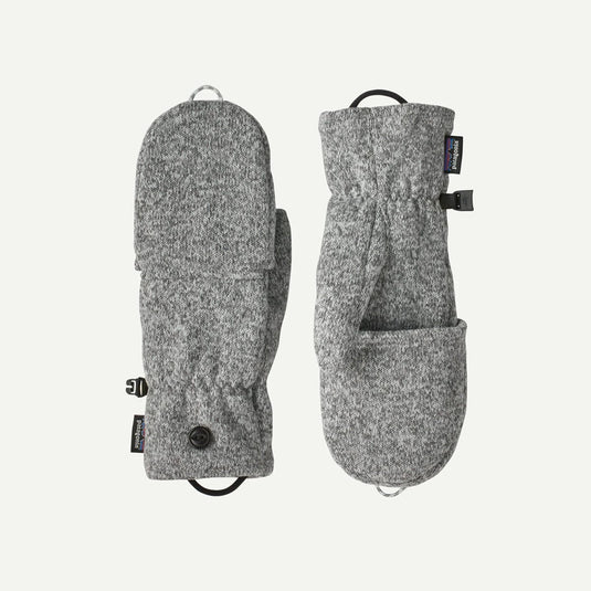 Pair of gray mittens on a white background