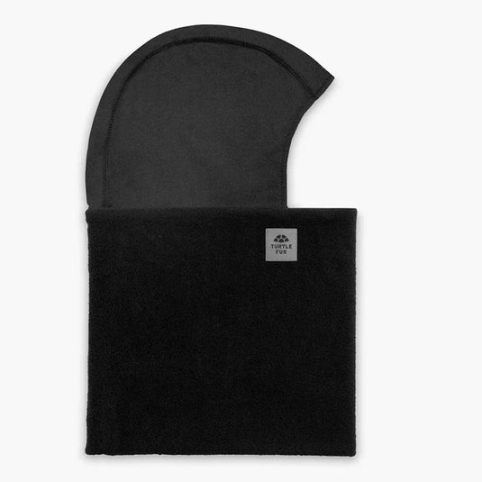 Black balaclava with a brand logo on a white background
