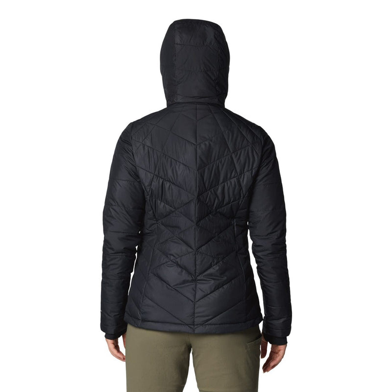 Load image into Gallery viewer, Black quilted jacket with geometric pattern on a white background
