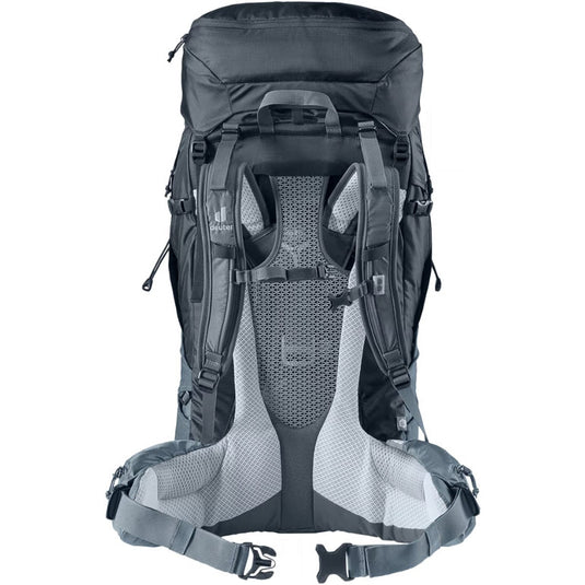 Gray hiking backpack with a white background
