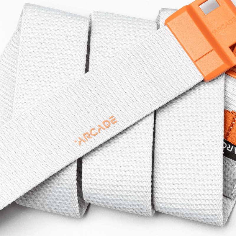 Load image into Gallery viewer, Gray strap with orange clip and 'Arcade' branding on a white background
