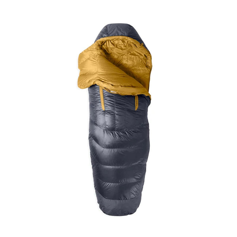 Load image into Gallery viewer, Blue and yellow sleeping bag on a white background
