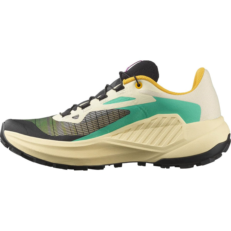 Load image into Gallery viewer, Running shoe with green and yellow accents on a white background
