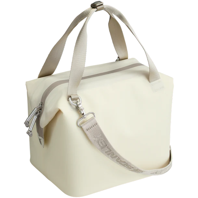 Load image into Gallery viewer, Beige duffel bag with a shoulder strap on a white background
