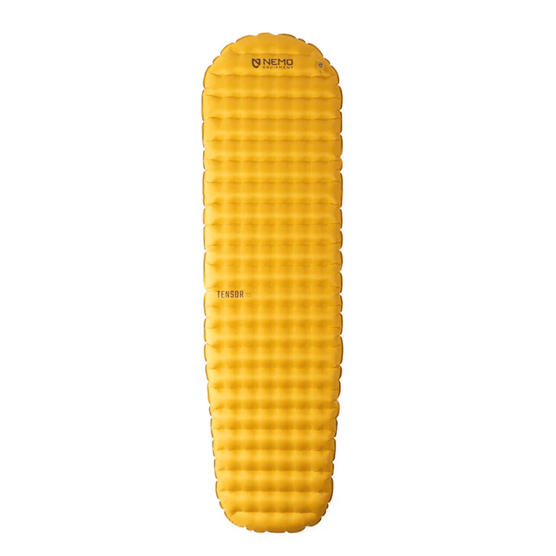 Load image into Gallery viewer, Yellow sleeping pad with grid pattern on a white background
