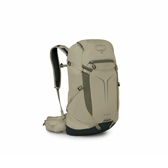 Beige Osprey backpack on a white background