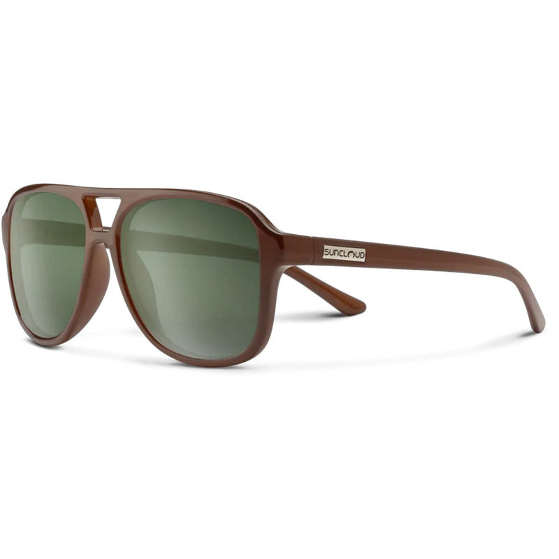 Load image into Gallery viewer, Brown sunglasses with green lenses on a white background
