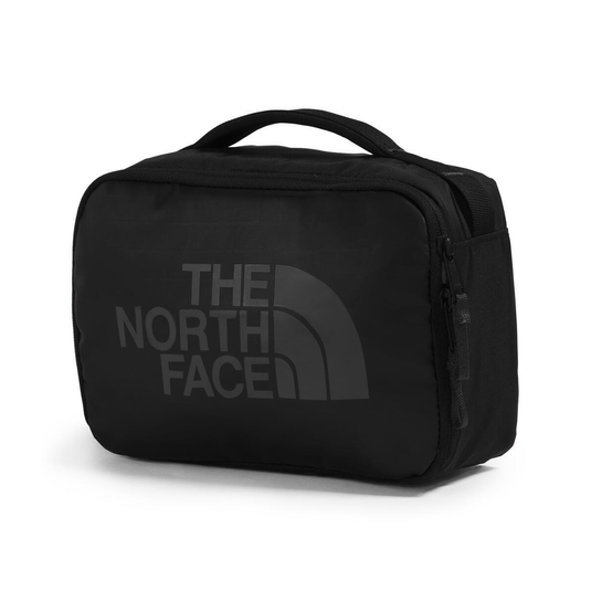 Black The North Face bag on a light gray background
