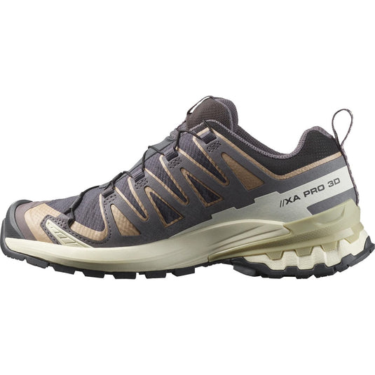 Gray and beige hiking shoe with 'XA Pro 3D' branding on a white background