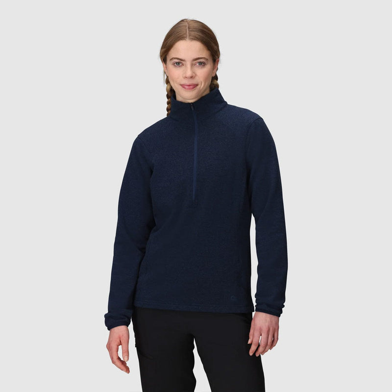 Load image into Gallery viewer, Woman wearing a navy blue turtleneck sweater on a light gray background
