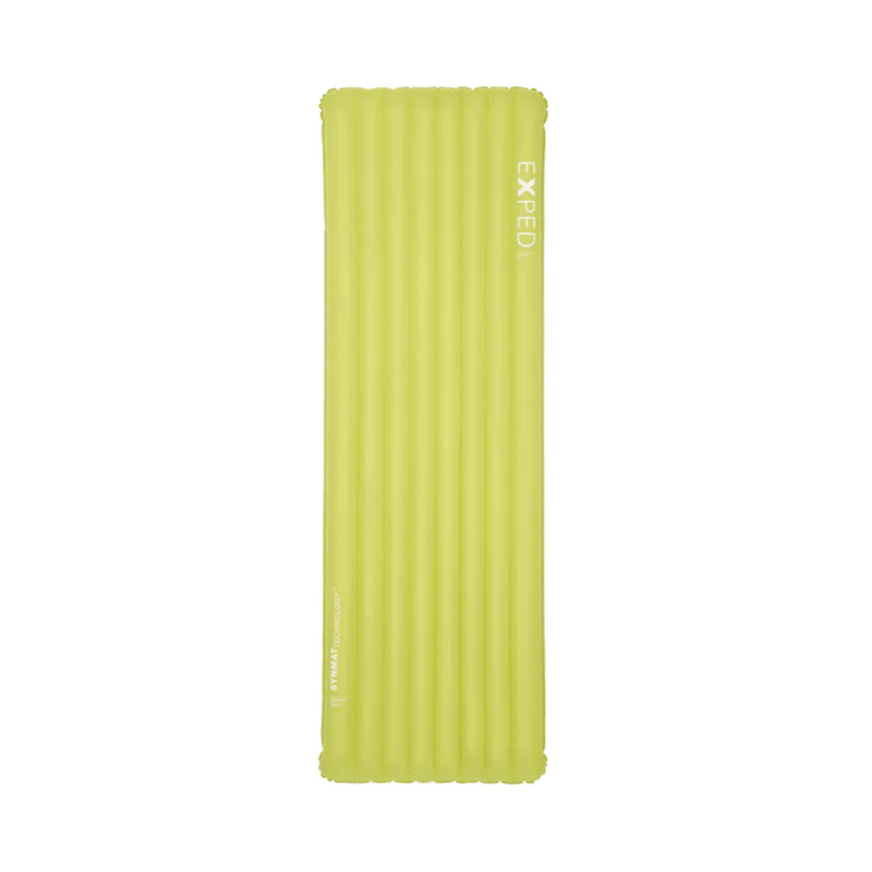 Load image into Gallery viewer, Yellow inflatable sleeping pad with 'Exped' branding on a white background
