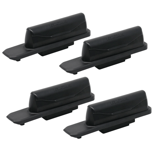 Four black clips on a white background