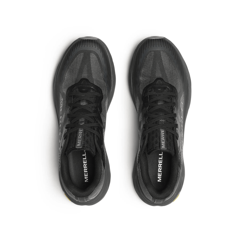 Load image into Gallery viewer, Black Merrell running shoes on a white background
