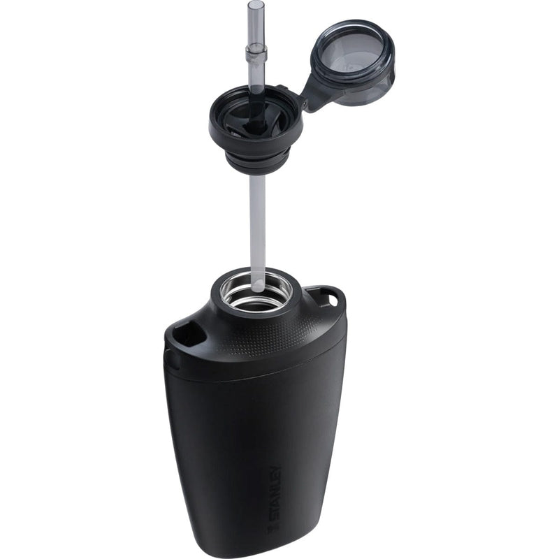 Load image into Gallery viewer, Black tumbler with lid and straw on a white background
