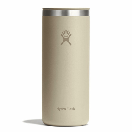 Beige Hydro Flask tumbler on a white background