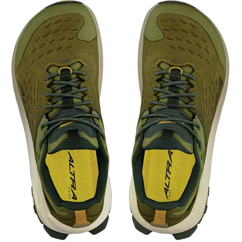 Load image into Gallery viewer, Green hiking shoes with yellow accents on a white background
