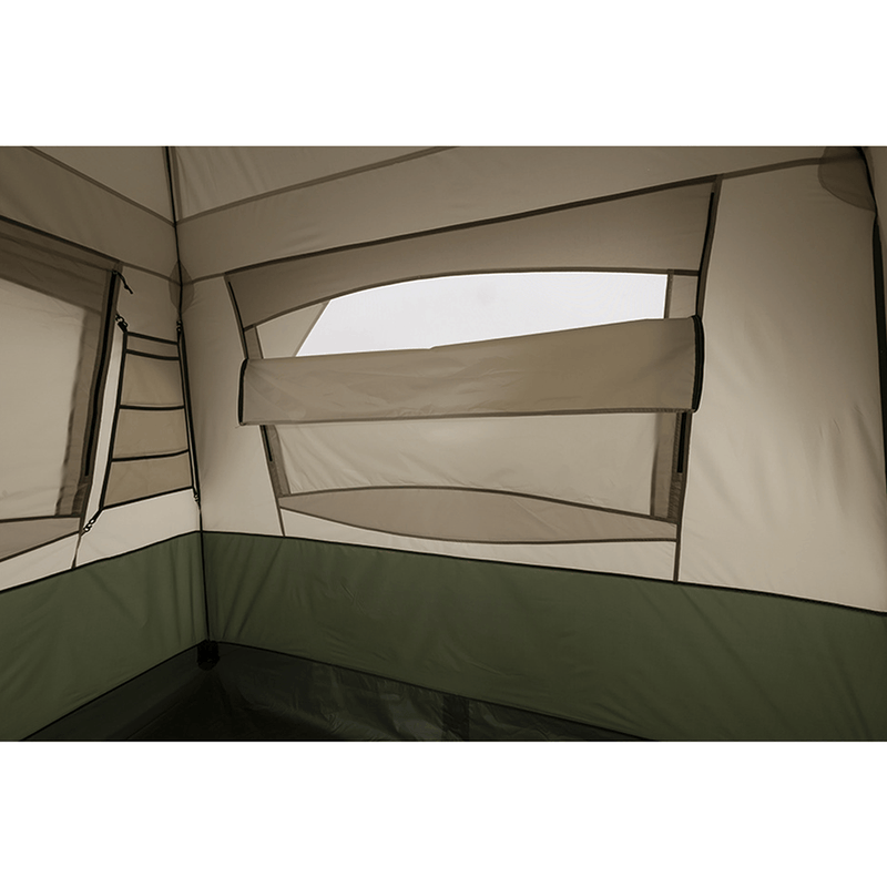 Load image into Gallery viewer, Camping tent interior with beige walls and green floor
