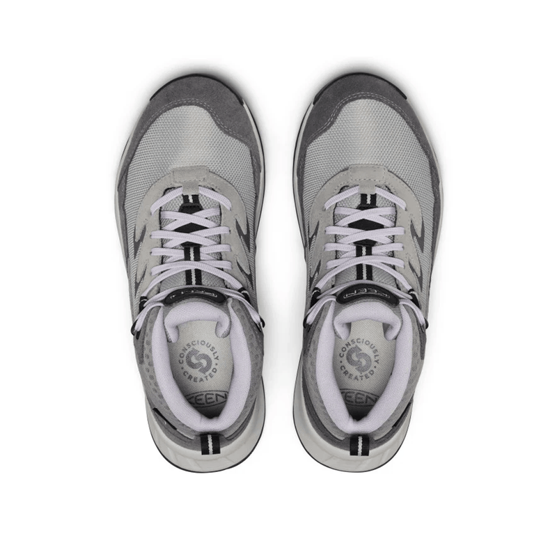 Load image into Gallery viewer, Pair of gray sneakers with white soles on a white background
