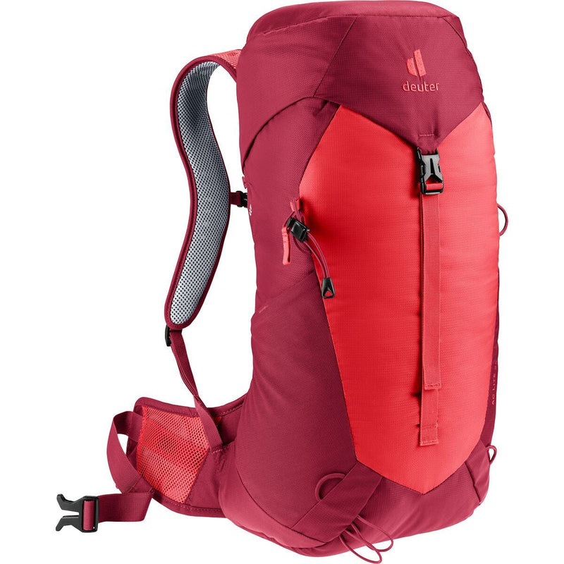 Load image into Gallery viewer, Red and maroon backpack with visible brand logo on a white background

