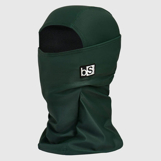 Green balaclava with a logo on a light gray background