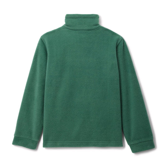 Green fleece pullover on a white background