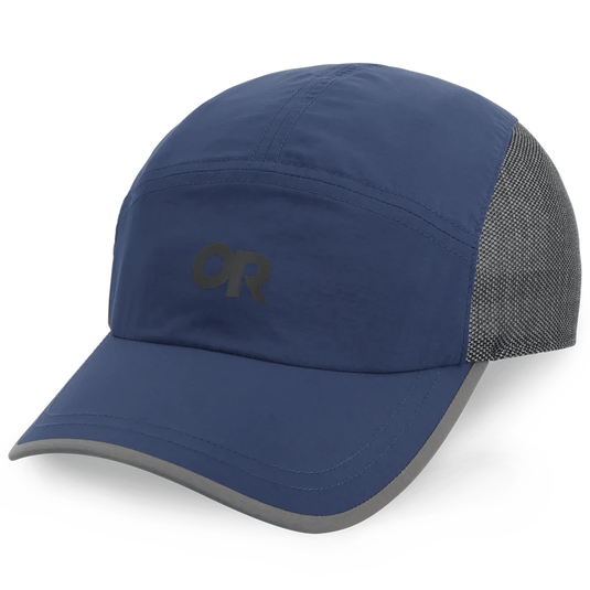 Blue cap with mesh back on a white background