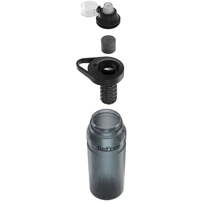 Load image into Gallery viewer, Gray water bottle with multiple components on a white background
