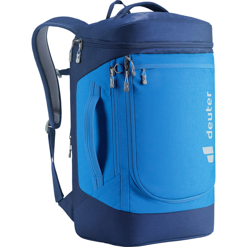 Load image into Gallery viewer, Blue backpack with visible brand logo on a white background
