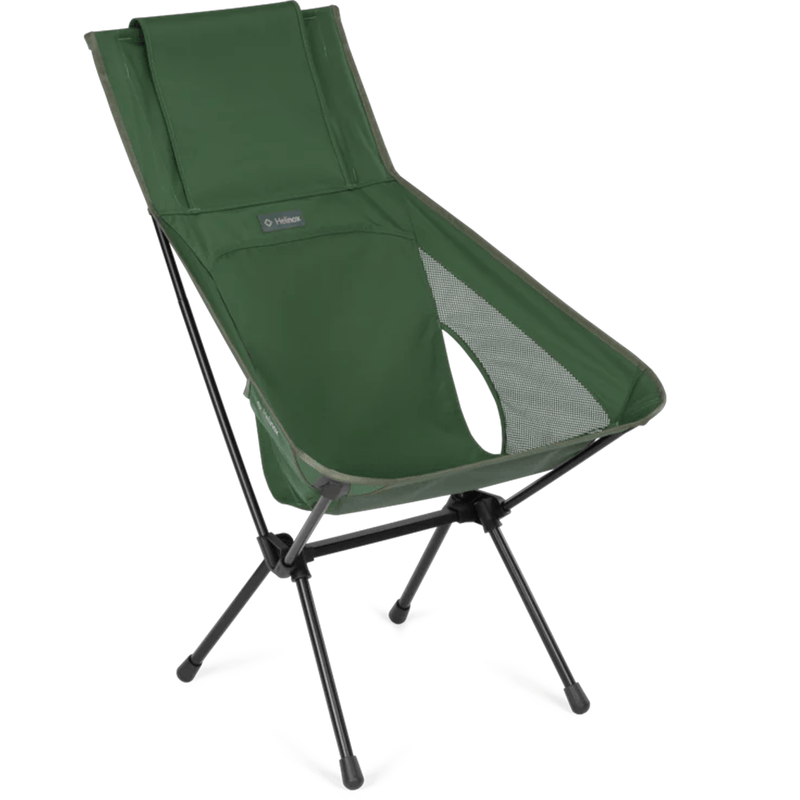 Load image into Gallery viewer, Green camping chair with black legs on a white background
