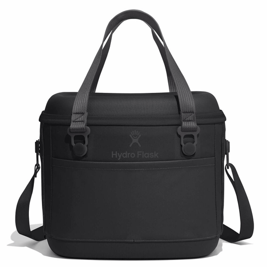 Black Hydro Flask insulated cooler bag on a white background