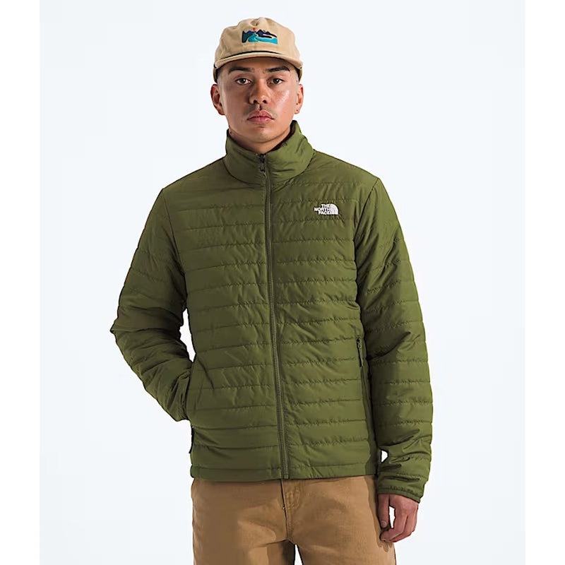Load image into Gallery viewer, Man wearing a green jacket and beige cap with The North Face logo on a white background
