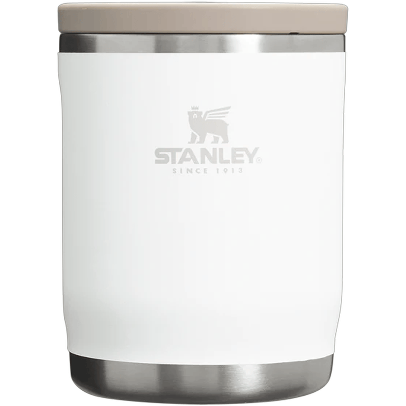 Load image into Gallery viewer, White Stanley tumbler with beige lid on a white background
